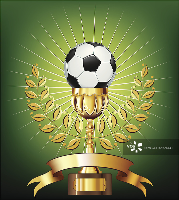 足球和金色月桂奖杯图片素材