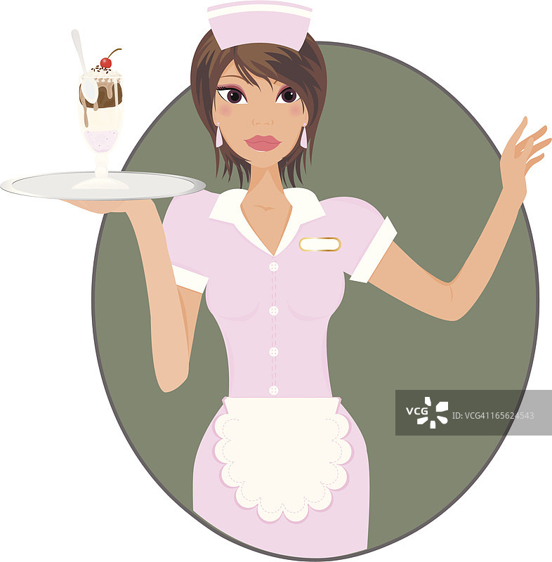 复古风女服务员图片素材