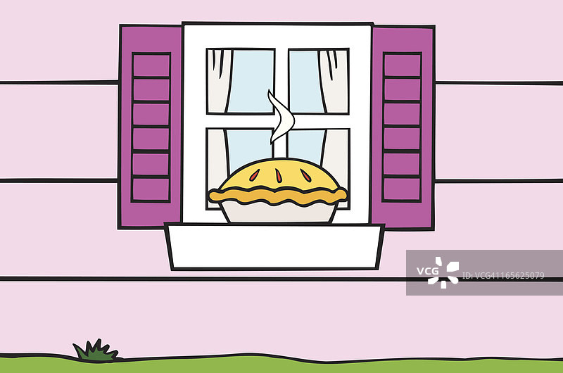 在窗户中冷却的馅饼图片素材