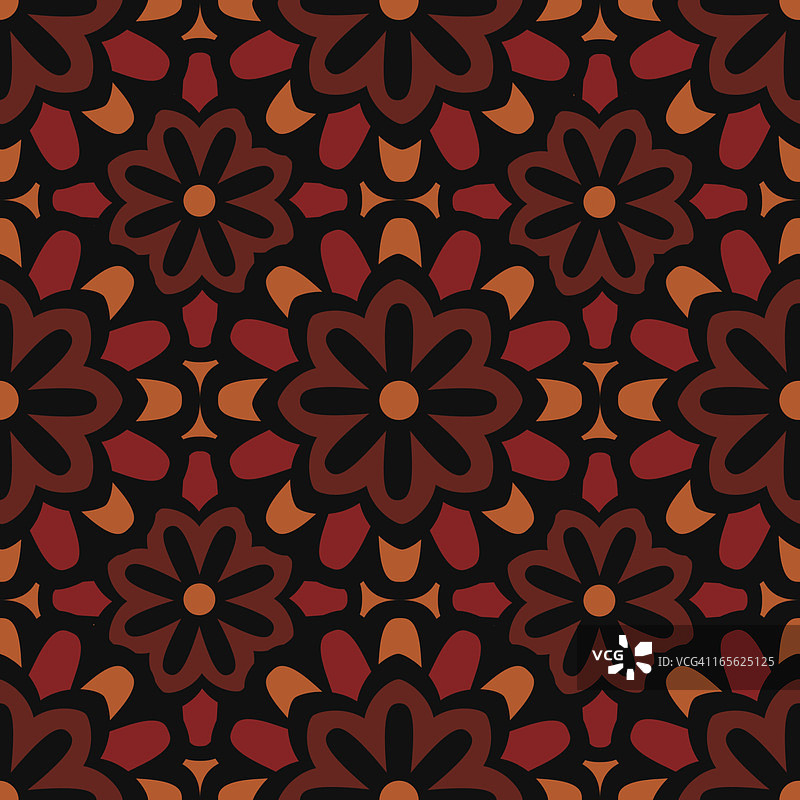棕色黑色摩洛哥风格花卉无缝背景图案图片素材