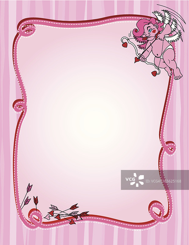 复古丘比特粉色条纹边框图片素材