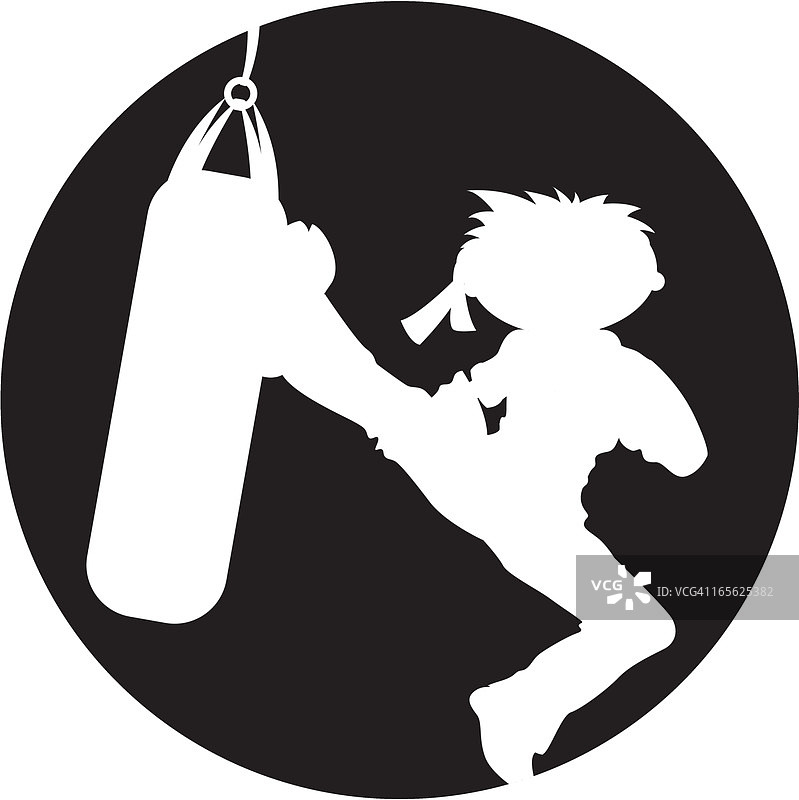 空手道沙袋剪影图片素材