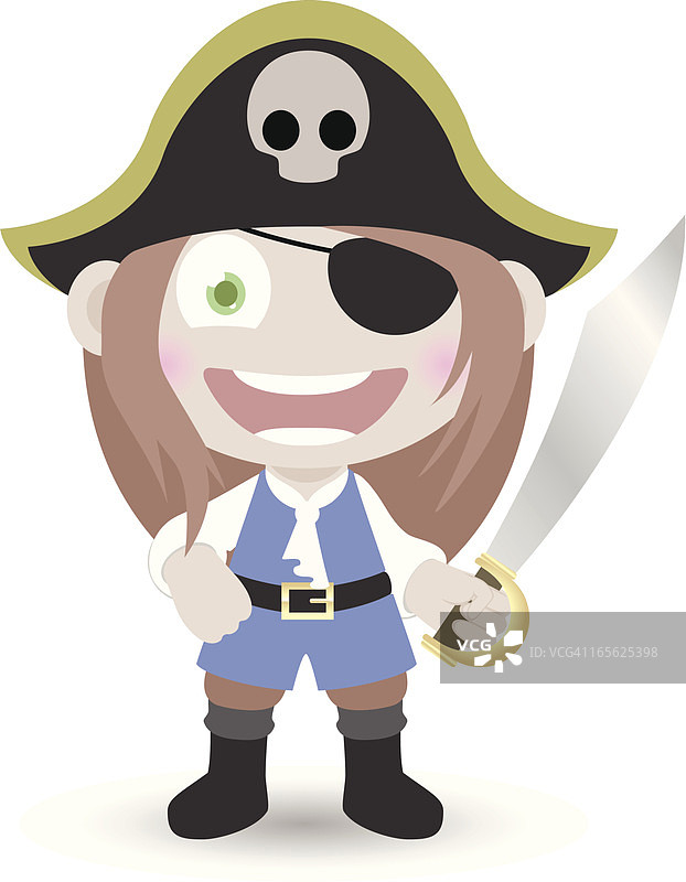 戴眼罩和佩剑的海盗女孩图片素材