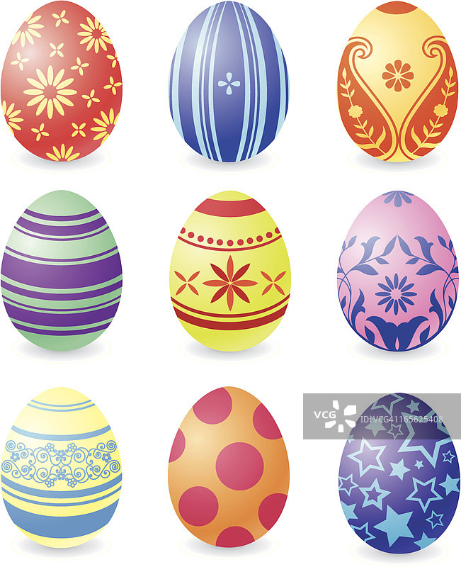 一套彩绘复活节彩蛋图片素材