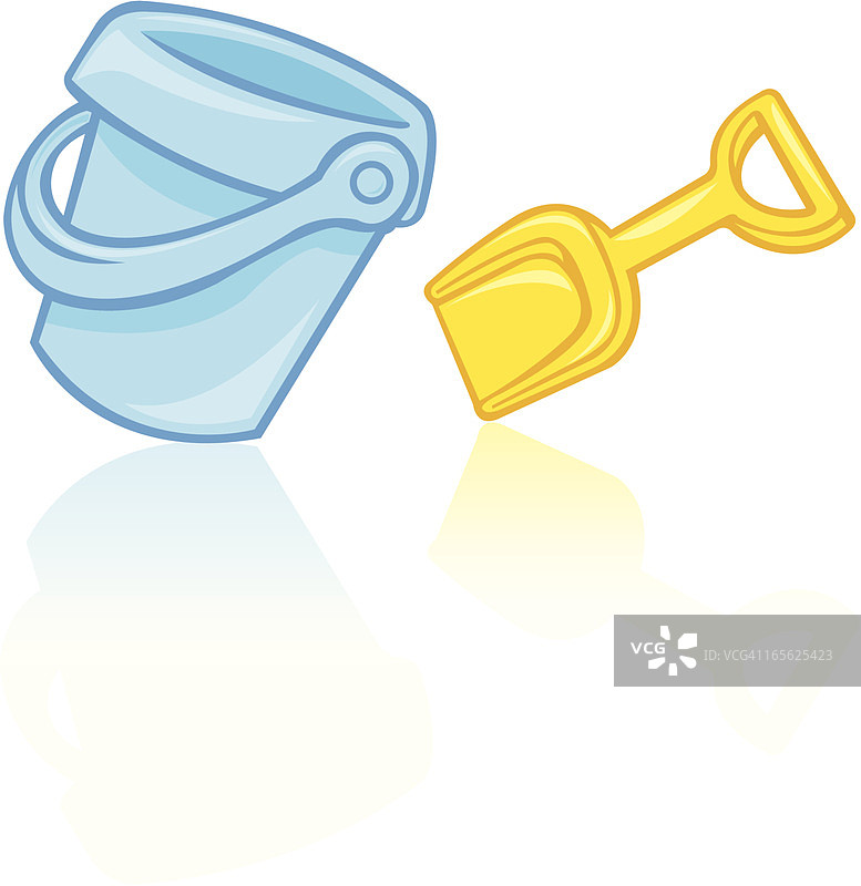 沙滩上的沙桶和铲子图片素材