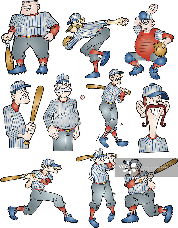 复古棒球队卡通形象图片素材