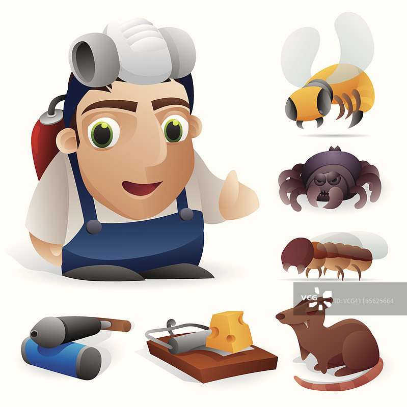 害虫防治员和元素图片素材