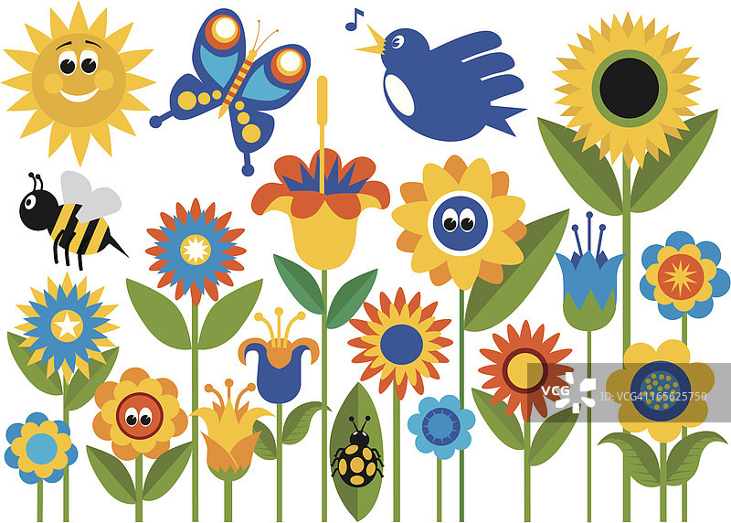 带昆虫的春季花园图片素材