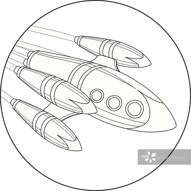 复古火箭黑白图案图片素材