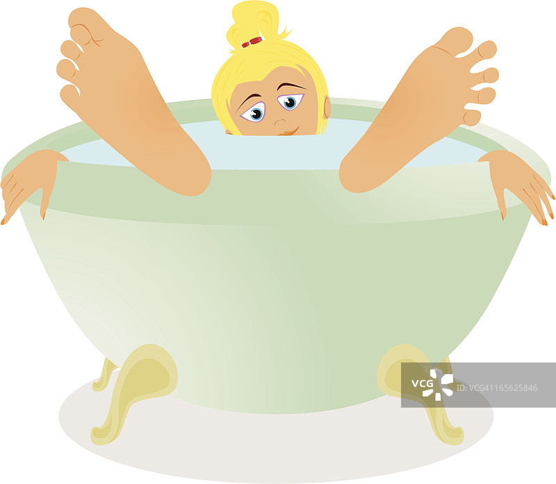 卡通浴缸中的女人图片素材