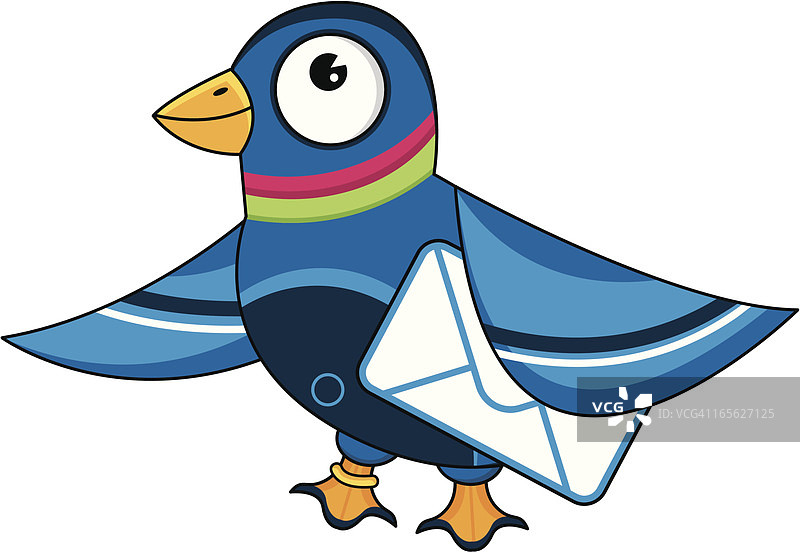 可爱鸽子与邮件信封图片素材