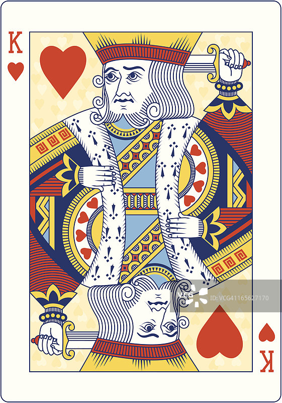 彩色红桃K扑克牌图片素材