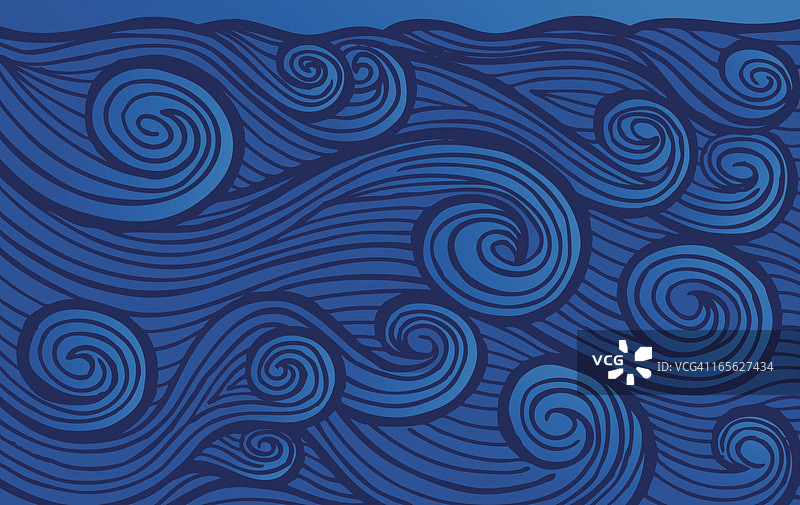 手绘的愤怒波浪图片素材