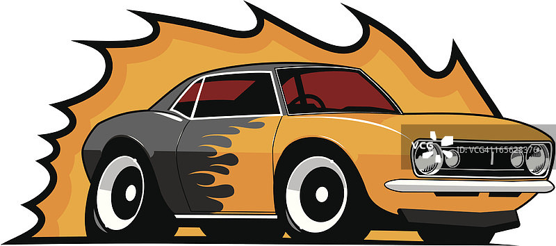 1967年火焰涂装肌肉车图片素材