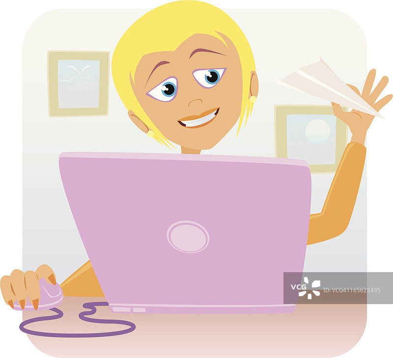 感到无聊的卡通办公室职员图片素材