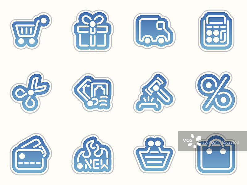 购物图标蓝色边框图片素材