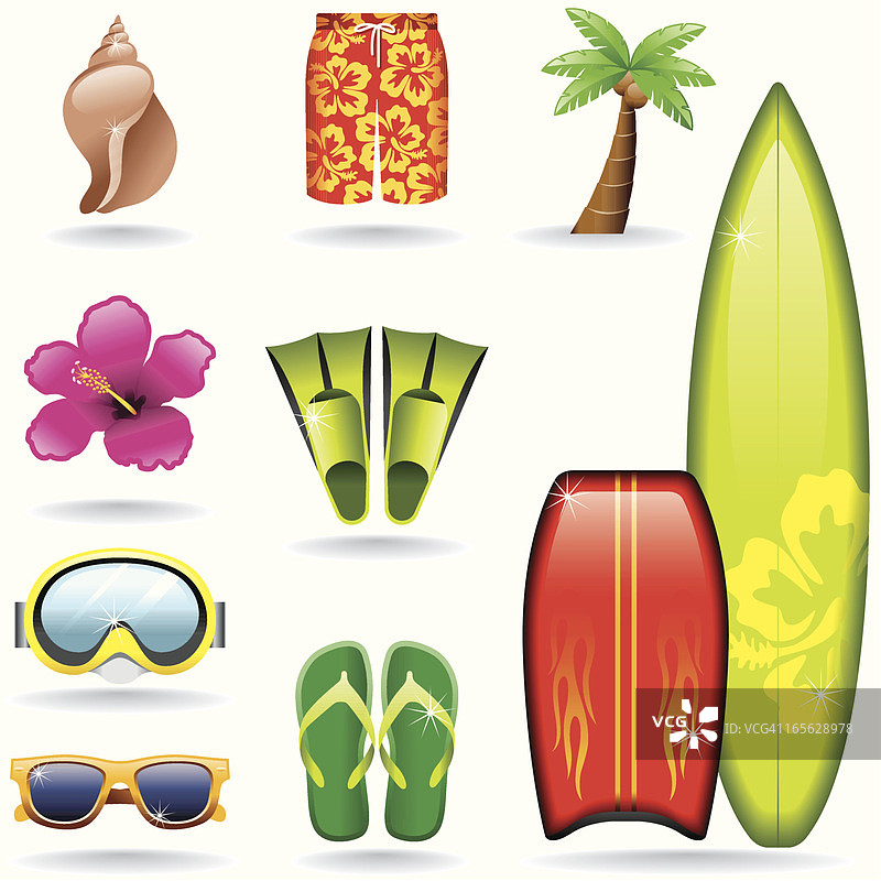 冲浪图标集图片素材
