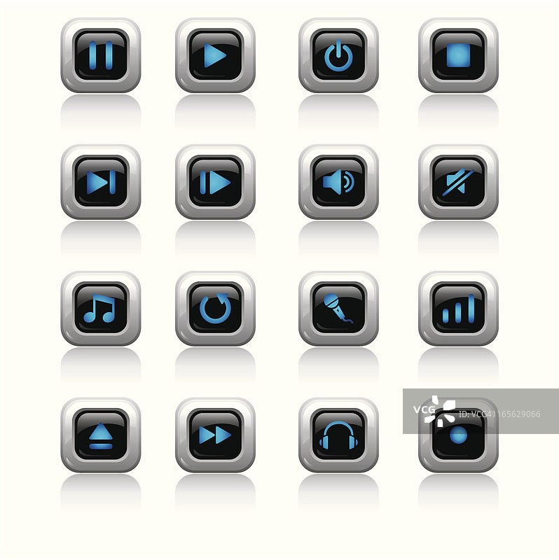 媒体LED图标集（蓝色）图片素材