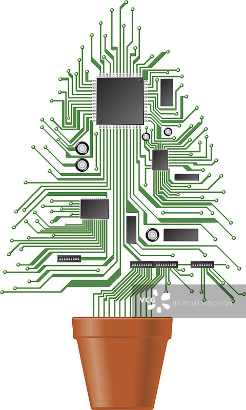 花瓶上的云杉电路板图片素材