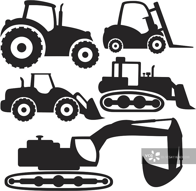 黑色剪影-建筑机械图片素材