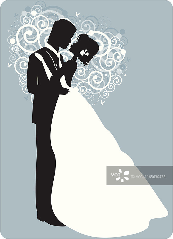 蓝色背景上的夫妇初次舞蹈图案图片素材