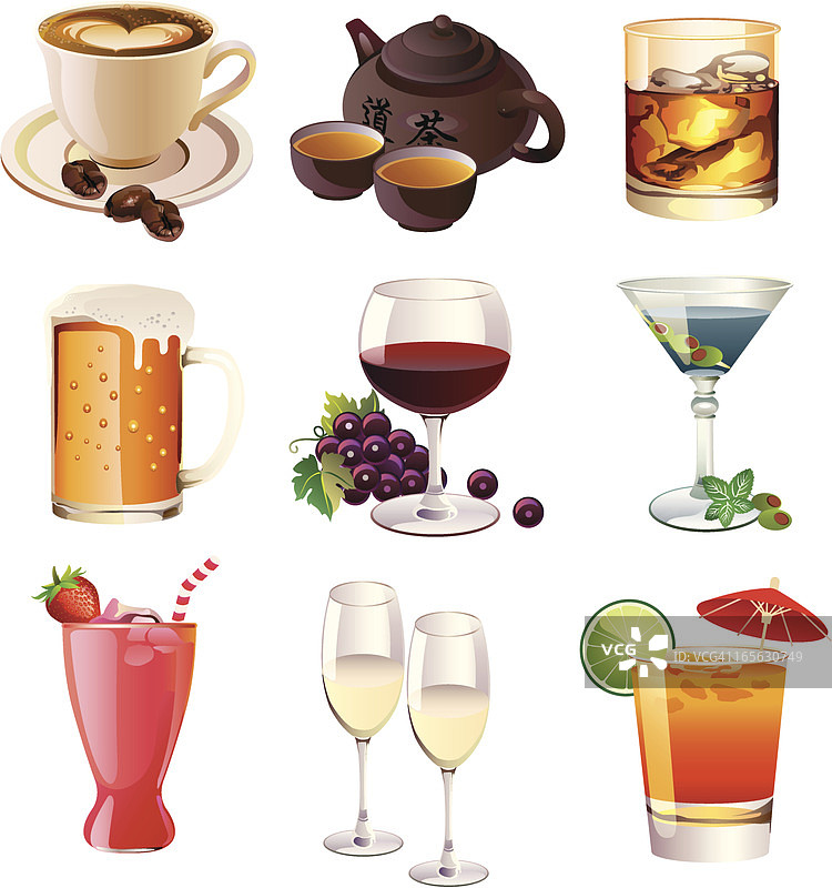 含酒精和不含酒精的饮品图片素材