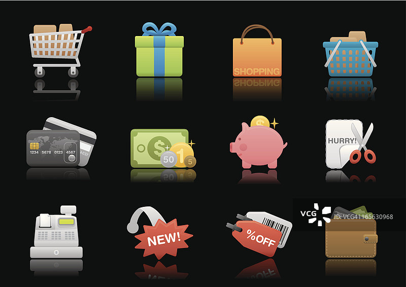 购物和消费主义图标|高级黑色系列图片素材