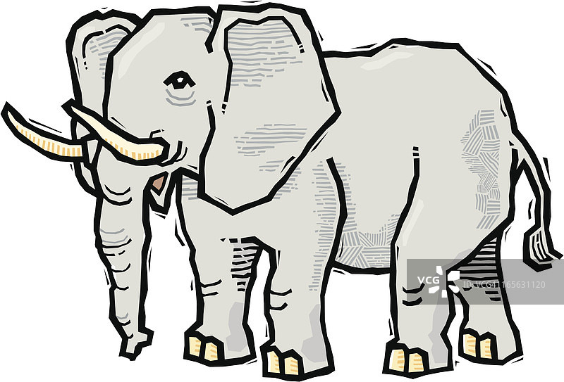 木刻大象图片素材