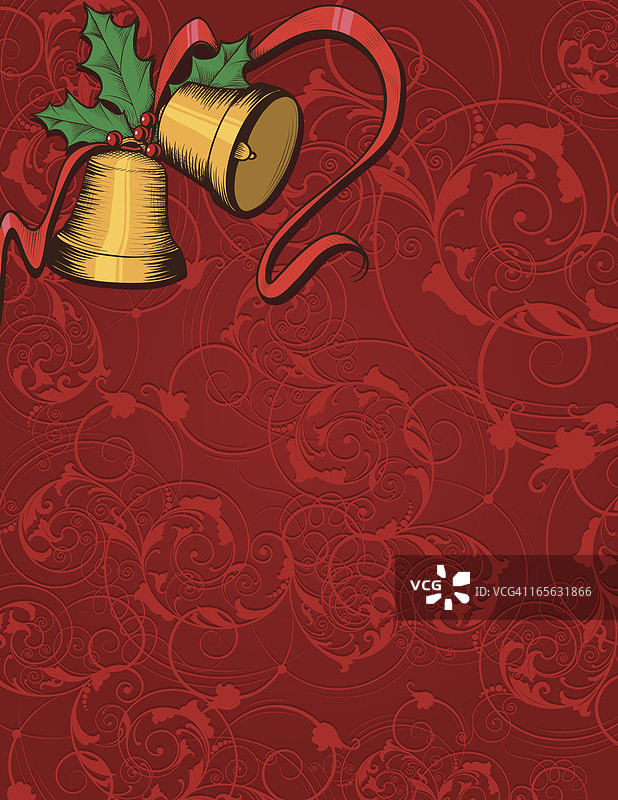 圣诞铃铛涡卷图案图片素材