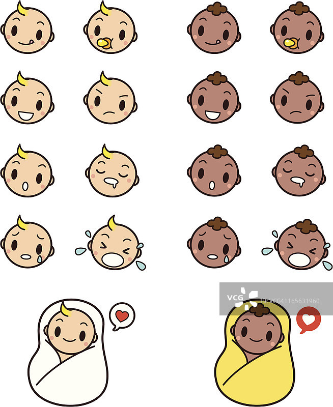 可爱的宝宝表情符号图标集图片素材