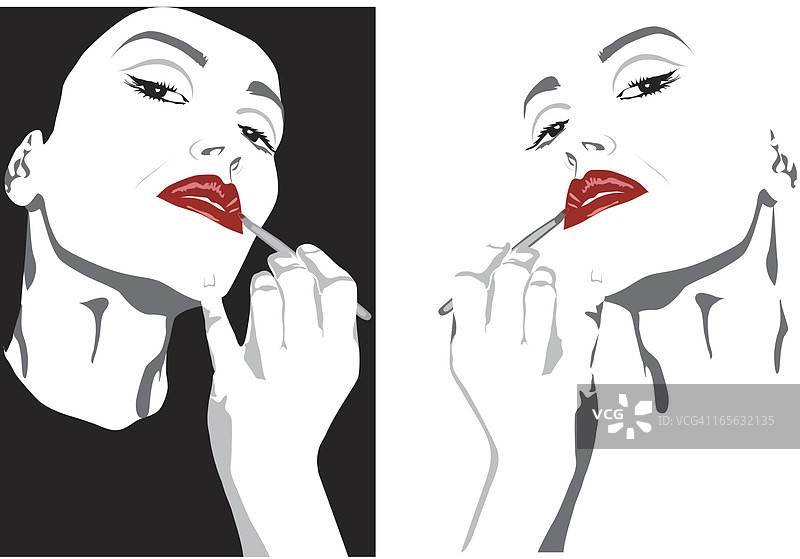 涂口红的女人图片素材