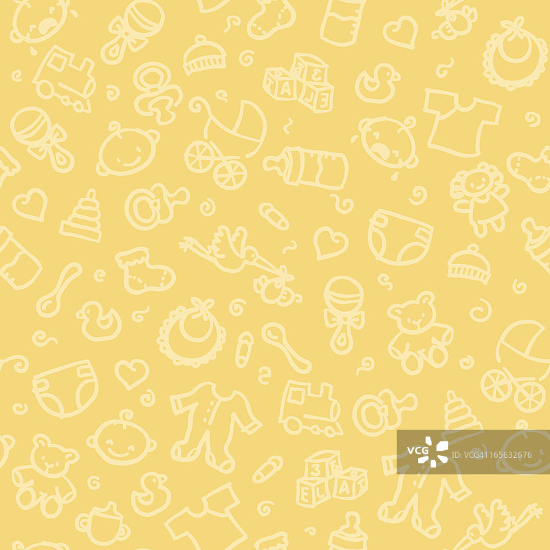 婴儿用品的无缝图案图片素材