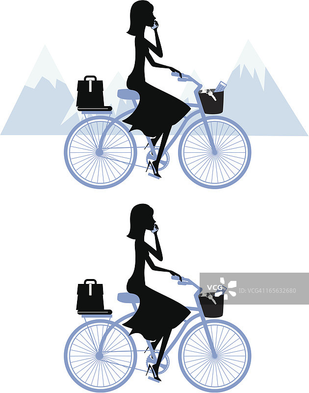 骑自行车的女商人图片素材