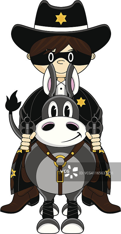 戴面具的牛仔骑马图片素材