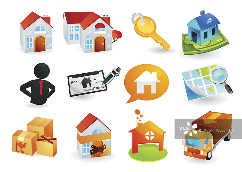 住房图标集图片素材