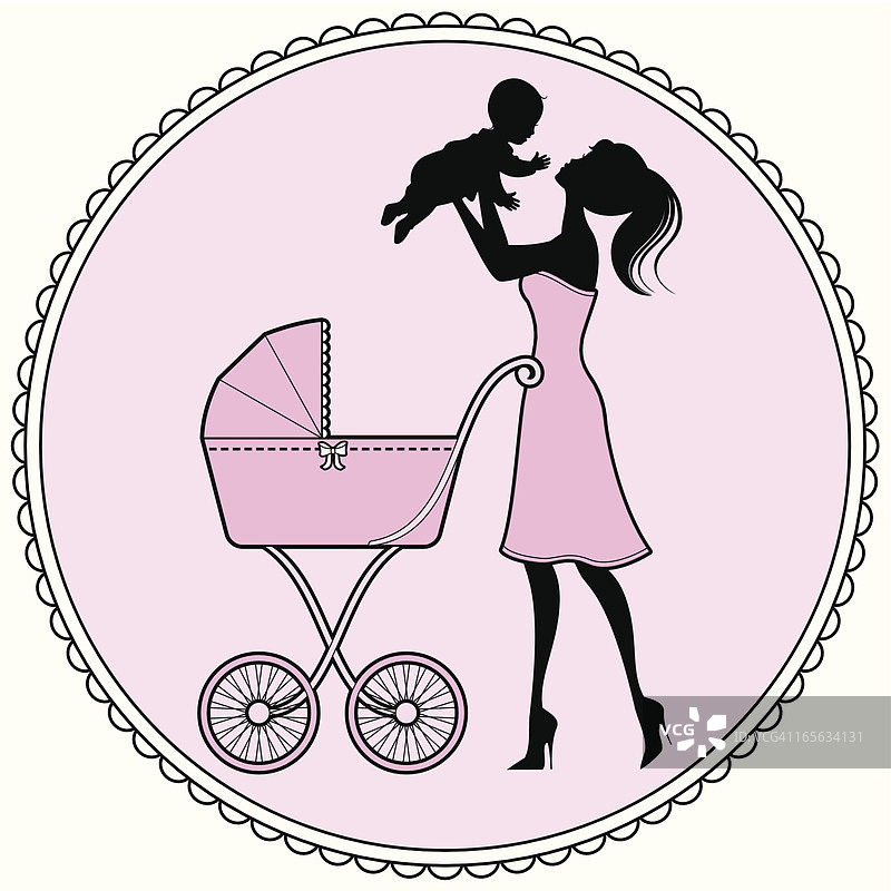 少女风的母亲和婴儿图片素材