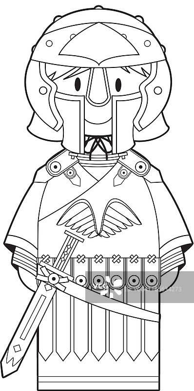 带剑的罗马角斗士填色图片素材