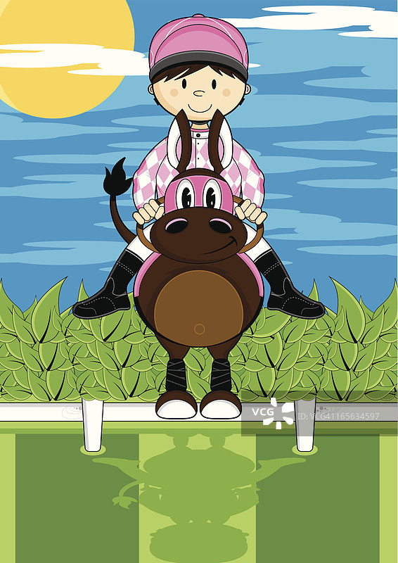 骑师跃过栅栏图片素材