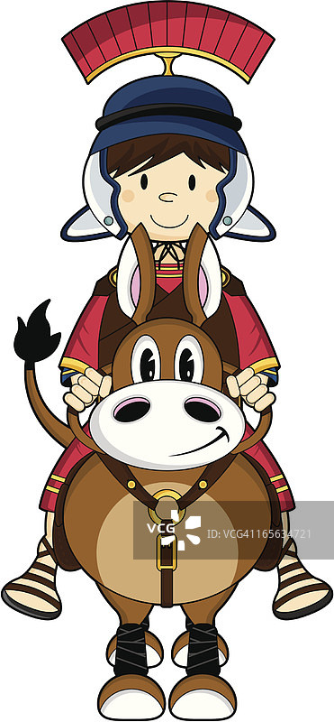 可爱的骑马罗马士兵图片素材