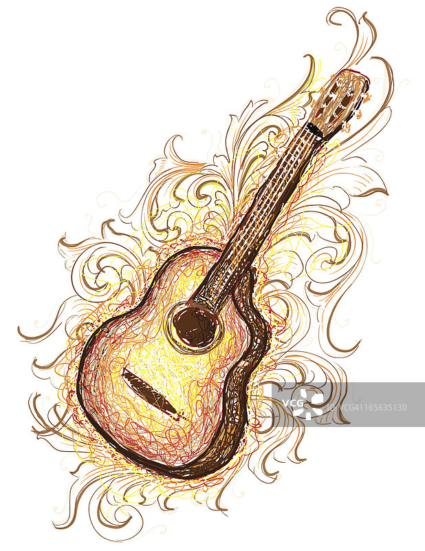素描吉他图片素材