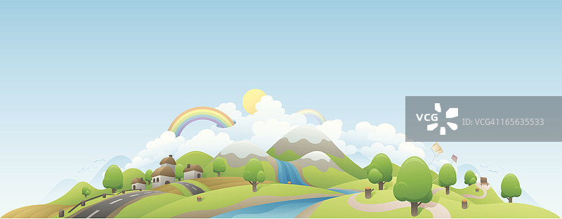 城镇的彩色景观图片素材