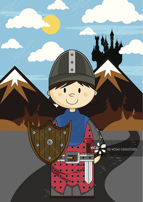 手持剑和盾牌的可爱骑士图片素材