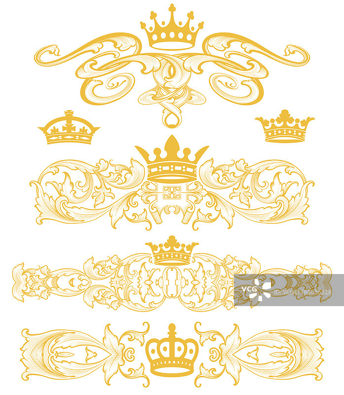 皇冠和卷轴元素图片素材