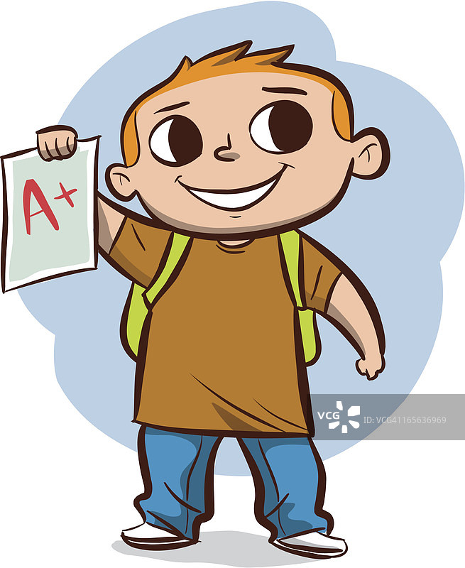 获得A+成绩的男孩图片素材