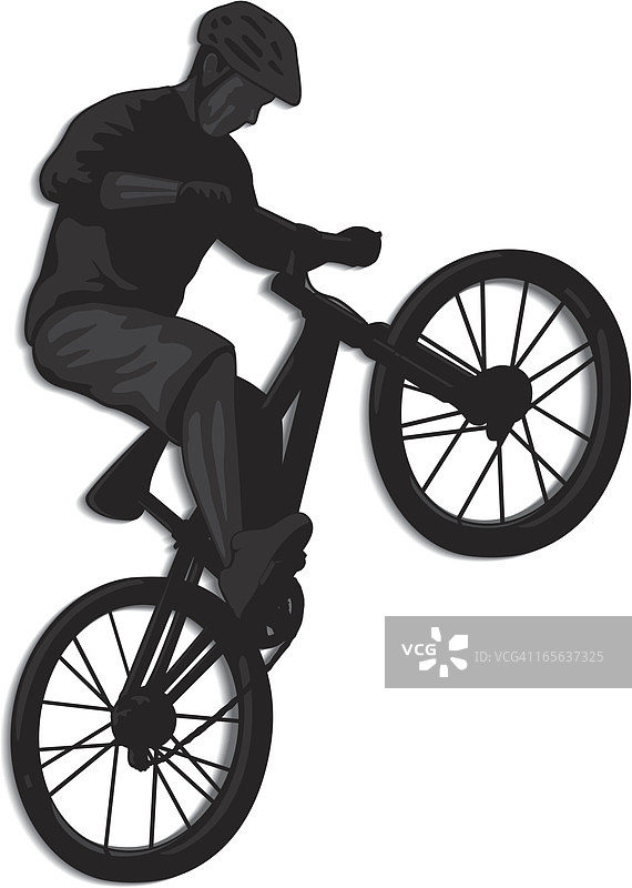 男子自行车跳跃特技轮廓图像图片素材