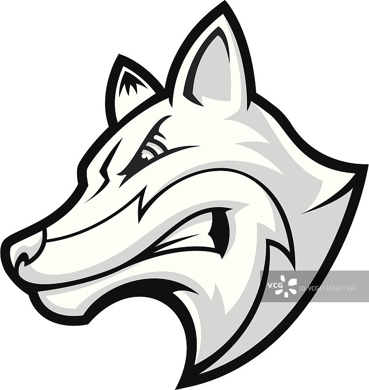 狐狸头部黑白侧面轮廓图片素材