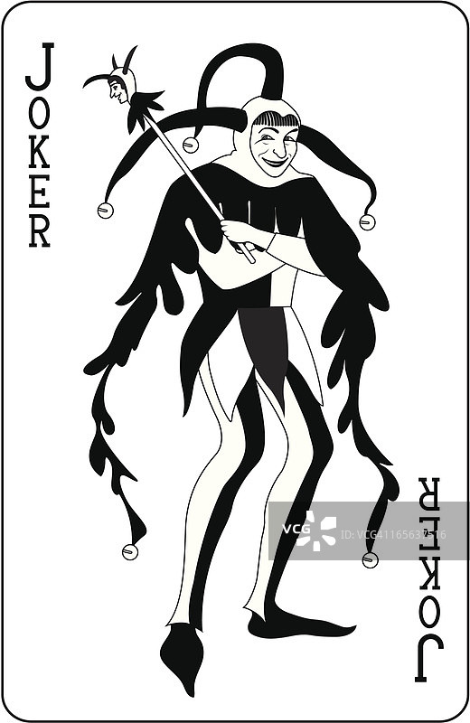 黑白小丑扑克牌图片素材
