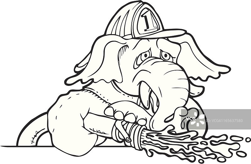 消防水带大象线条艺术图片素材