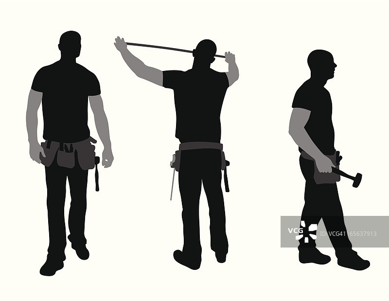 建筑工人矢量剪影图片素材