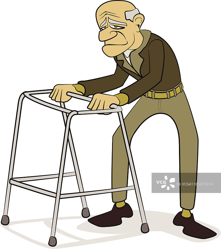 卡通老人与助行器图片素材